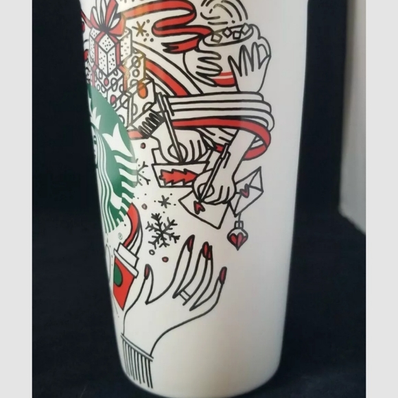 New STARBUCKS Christmas Holiday Ceramic Travel Tumbler Mug Cup 12 oz Coffee 2017 - Picture 9 of 13